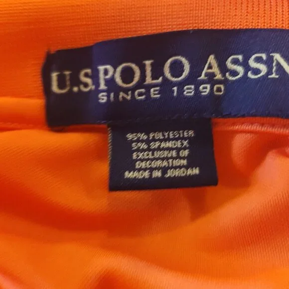 Men's Us Polo Assn Orange Polo Shirt Large - Picture 9 of 11
